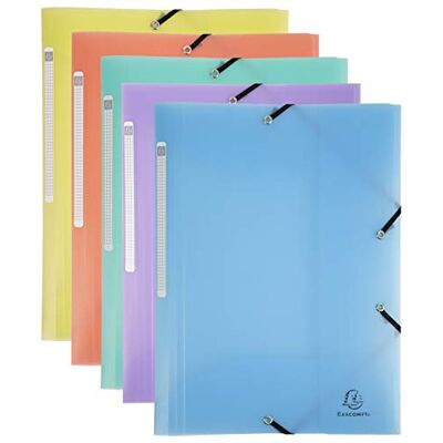 Exacompta Ref. 55170E Cartón de 25 camisas elásticas cromalina pastel – bolsillos con 3 solapas – polipropileno translúcido – dimensiones 24 x 32 cm para tamaño A4-5 colores surtidos Exacompta Ref. 55170E Cartón de 25 camisas elásticas cromalina pastel – bolsillos con 3 solapas – polipropileno translúcido – dimensiones 24 x 32 cm para tamaño A4-5 colores surtidos