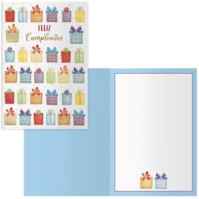 DOHE Tarjetas de Felicitación Cumpleaños Pack 6 unidades Tamaño: 11,5x17 cm (cerrada) Incluye sobre para guardar la tarjeta Modelo Regalos DOHE Tarjetas de Felicitación Cumpleaños Pack 6 unidades Tamaño: 11,5x17 cm (cerrada) Incluye sobre para guardar la tarjeta Modelo Regalos
