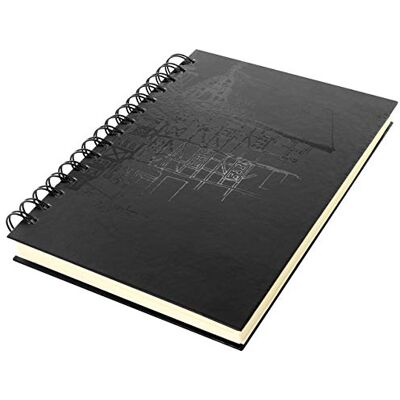 Kangaro Cuaderno de bocetos A5 en blanco, Wire-o, tapa dura, negro con impresión, 140 g de papel crema. Paquete de 5 unidades. Kangaro Cuaderno de bocetos A5 en blanco, Wire-o, tapa dura, negro con impresión, 140 g de papel crema. Paquete de 5 unidades.