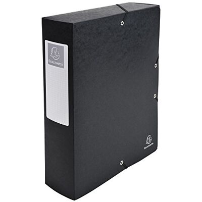 Exacompta Ref. Caja archivadora con elásticos Exabox en tarjeta brillante de 600 g/m2 Espalda 8 cm Medidas 25 x 33 cm para documentos A4 color negro Se entrega montada Exacompta Ref. Caja archivadora con elásticos Exabox en tarjeta brillante de 600 g/m2 Espalda 8 cm Medidas 25 x 33 cm para documentos A4 color negro Se entrega montada