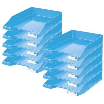 HAN Bandeja para cartas (10 unidades, diseño moderno y apilable, hasta formato DIN A4/C4), color azul claro HAN Bandeja para cartas (10 unidades, diseño moderno y apilable, hasta formato DIN A4/C4), color azul claro