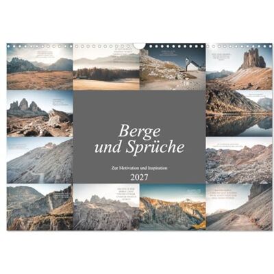 CALVENDO Montagnes et dictons pour la motivation et l'inspiration (Calendrier mural 2027 DIN A3 vertical), calendrier mensuel CALVENDO Montagnes et dictons pour la motivation et l'inspiration (Calendrier mural 2027 DIN A3 vertical), calendrier mensuel