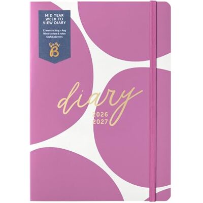 Busy B A5 Week-to-View Diary Mid-Year Academic Planner- Aug '26 Aug '27 Spot Print Journal – Weekly Layout opposite a Notes Page, Goals, Expenses, Pen Loop & Elastic Closure Busy B A5 Week-to-View Diary Mid-Year Academic Planner- Aug '26 Aug '27 Spot Print Journal – Weekly Layout opposite a Notes Page, Goals, Expenses, Pen Loop & Elastic Closure
