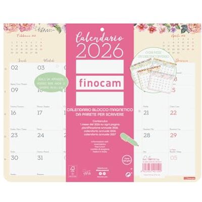 Finocam Calendario con imán 2026 diseño mensual enero diciembre 2026 12 meses Calendario 2026 para anotaciones Planificador mensual Design Bloc Italiano, Magnético Frigorífico, 250x200 mm Finocam Calendario con imán 2026 diseño mensual enero diciembre 2026 12 meses Calendario 2026 para anotaciones Planificador mensual Design Bloc Italiano, Magnético Frigorífico, 250x200 mm
