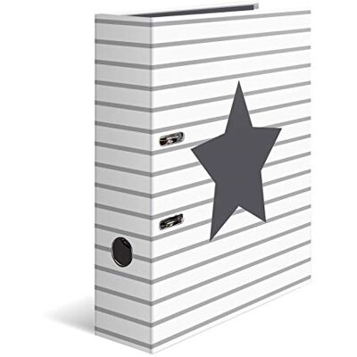 HERMA Archivador (DIN A4, 10 unidades, 7 cm de ancho, cartón estable, impresión exterior e interior de alta calidad, diseño de anillas), diseño de estrellas blancas HERMA Archivador (DIN A4, 10 unidades, 7 cm de ancho, cartón estable, impresión exterior e interior de alta calidad, diseño de anillas), diseño de estrellas blancas