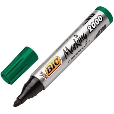 BIC Marcador permanente, punta redonda, color verde BIC Marcador permanente, punta redonda, color verde