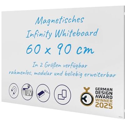 Franken Pizarra blanca Infinity magnética sin marco, 90 x 60 cm, montaje directo de varias pizarras y posición vertical y horizontal, para oficina en casa y oficina, superficie de acero, Franken Pizarra blanca Infinity magnética sin marco, 90 x 60 cm, montaje directo de varias pizarras y posición vertical y horizontal, para oficina en casa y oficina, superficie de acero,
