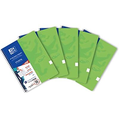 Oxford Cuaderno táctil A4+ rayado 7mm suave al tacto cubierta doble espiral 180 páginas, 5 piezas Oxford Cuaderno táctil A4+ rayado 7mm suave al tacto cubierta doble espiral 180 páginas, 5 piezas