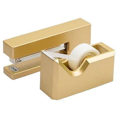 JAM Paper Conjuntos de Oficina y Escritorio 1 Grapadora y 1 Dispensador de Cinta Oro Paquete de 2 JAM Paper Conjuntos de Oficina y Escritorio 1 Grapadora y 1 Dispensador de Cinta Oro Paquete de 2