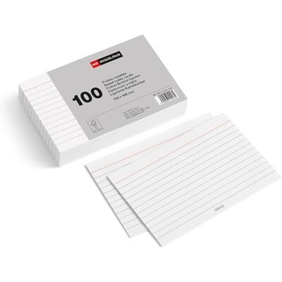 Miquelrius Fichas de Cartulina Rayadas 100 Uds, 150 x 100 mm Tarjetas Blancas de Estudio de Papel Offset 180 g/m² para Notas, Resúmenes, Exámenes y Oposiciones Miquelrius Fichas de Cartulina Rayadas 100 Uds, 150 x 100 mm Tarjetas Blancas de Estudio de Papel Offset 180 g/m² para Notas, Resúmenes, Exámenes y Oposiciones