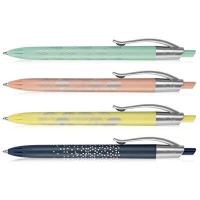 MILAN Estuches de 4 boligrafos P1, Multicolor (Azul, Amarillo, Rosa y Verde), 14 Paquetes MILAN Estuches de 4 boligrafos P1, Multicolor (Azul, Amarillo, Rosa y Verde), 14 Paquetes