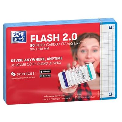 Oxford Flash 2.0-80 fichas Bristol Flash Cards A6 (10,5 x 14,8 cm) Cuadros pequeños color turquesa Oxford Flash 2.0-80 fichas Bristol Flash Cards A6 (10,5 x 14,8 cm) Cuadros pequeños color turquesa
