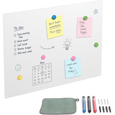 Relaxdays Pizarra magnética , para escribir con tiza, blanca Relaxdays Pizarra magnética , para escribir con tiza, blanca