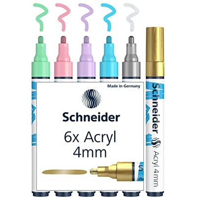 Schneider Paint-It 320 Juego de rotuladores acrílicos (2 unidades, punta redonda de 4 mm, alta opacidad, colores brillantes, para casi todas las superficies) Schneider Paint-It 320 Juego de rotuladores acrílicos (2 unidades, punta redonda de 4 mm, alta opacidad, colores brillantes, para casi todas las superficies)