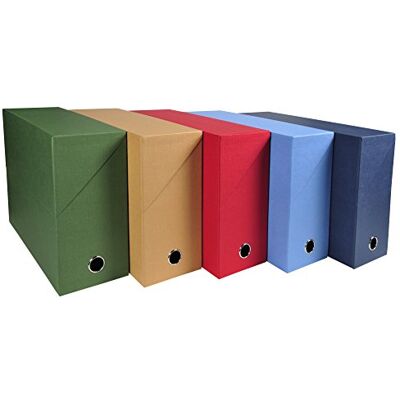 Exacompta Set de 5 Cajas Transfer Canvas Fondo 120 mm Con Ojal Metálico Para Formato A4 Dimensiones 25,5 x 34 x 12 cm Colores Surtidos Se Entrega Montado Exacompta Set de 5 Cajas Transfer Canvas Fondo 120 mm Con Ojal Metálico Para Formato A4 Dimensiones 25,5 x 34 x 12 cm Colores Surtidos Se Entrega Montado