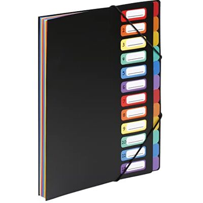 Viquel Rainbow Clasificador con fuelle, de polipropileno, 12 posiciones Viquel Rainbow Clasificador con fuelle, de polipropileno, 12 posiciones