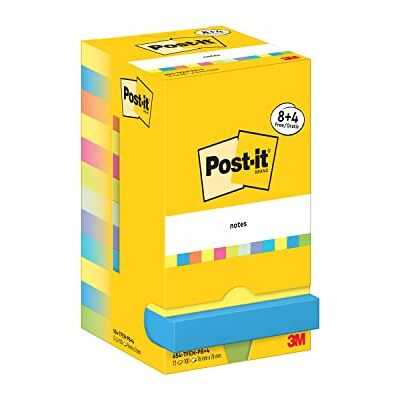 Post-It Notas Colección Energetic Color Paquete de 8 Blocs + 4 Gratis, 100 Hojas por Bloc (76 mm x 76 mm) Amarillo, Azul, Rosa y Verde Adhesivas para Listas de Tareas y Recordatorios Post-It Notas Colección Energetic Color Paquete de 8 Blocs + 4 Gratis, 100 Hojas por Bloc (76 mm x 76 mm) Amarillo, Azul, Rosa y Verde Adhesivas para Listas de Tareas y Recordatorios