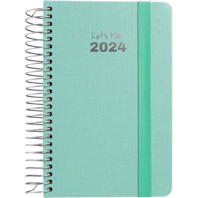 Grafoplas Agenda anual 2024 Semana Vista Mint A6 Español Espiral Tapa Dura Forrada Tela Cierre Elástico De Enero a Diciembre Año 24 Serie Fancy Grafoplas Agenda anual 2024 Semana Vista Mint A6 Español Espiral Tapa Dura Forrada Tela Cierre Elástico De Enero a Diciembre Año 24 Serie Fancy