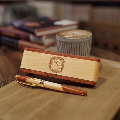 Generic Personalizado Bolígrafo de madera hecho a mano,con grabado de Caja de regalo comercial de (Rosas) Generic Personalizado Bolígrafo de madera hecho a mano,con grabado de Caja de regalo comercial de (Rosas)