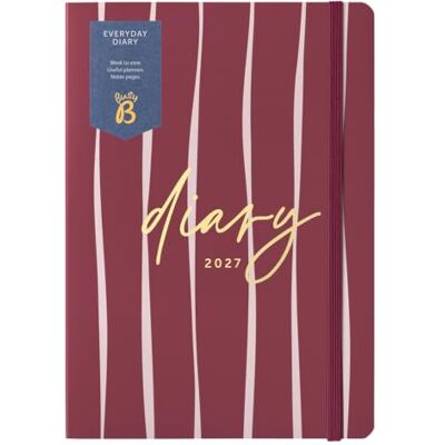 Busy B Agenda semanal A5 2027, rayas burdeos, notas y cierre Busy B Agenda semanal A5 2027, rayas burdeos, notas y cierre