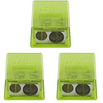 KUM Sacapuntas con contenedor 2en1 M2, 3 piezas, verde, sacapuntas doble con caja KUM Sacapuntas con contenedor 2en1 M2, 3 piezas, verde, sacapuntas doble con caja
