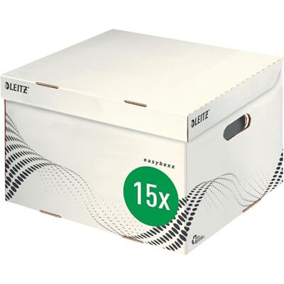 Leitz easyboxx 61360000 Caja de almacenamiento y transporte (tamaño M, easyboxx A4, 3 x 100 mm/2 x 150 mm, caja de transporte con tapa superior, 15 unidades), color blanco y negro Leitz easyboxx 61360000 Caja de almacenamiento y transporte (tamaño M, easyboxx A4, 3 x 100 mm/2 x 150 mm, caja de transporte con tapa superior, 15 unidades), color blanco y negro