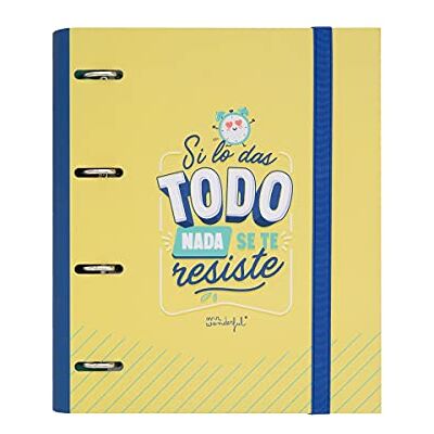 Mr. Wonderful Carpeta con anillas Si lo das todo, nada se te resiste, Mr. Wonderful Carpeta con anillas Si lo das todo, nada se te resiste,