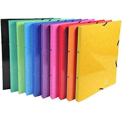 Exacompta Caja de 20 cartulinas cartulina brillo con gomas 2 anillas redondas 15mm Lomo 20mm Dimensiones exteriores: 32x25 cm Formato archivo A4-10 colores surtidos Exacompta Caja de 20 cartulinas cartulina brillo con gomas 2 anillas redondas 15mm Lomo 20mm Dimensiones exteriores: 32x25 cm Formato archivo A4-10 colores surtidos