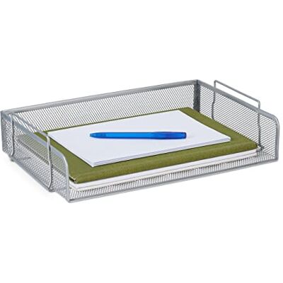 Relaxdays Bandeja Documentos Formato Horizontal, Apilable, Cesto Cartas Malla Metal, 8,5 x 36 x 25 cm, DIN A4, Plateado Relaxdays Bandeja Documentos Formato Horizontal, Apilable, Cesto Cartas Malla Metal, 8,5 x 36 x 25 cm, DIN A4, Plateado