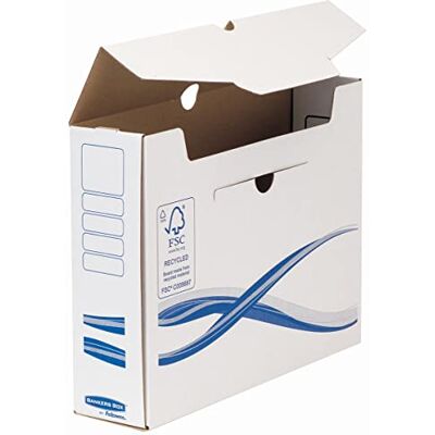 Bankers Box Basic Caja archivadora, 80 x 250 x 325 mm, color blanco/azul Bankers Box Basic Caja archivadora, 80 x 250 x 325 mm, color blanco/azul