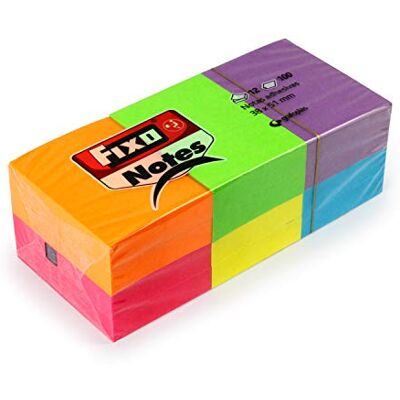 FIXO Pack 12 Bloc Notas Adhesivas 38X51mm , Neon FIXO Pack 12 Bloc Notas Adhesivas 38X51mm , Neon