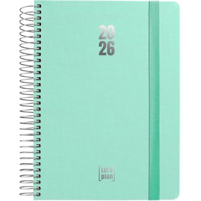 Grafoplas Agenda 2026 Dia por Pagina, Fancy Mint, Tamaño 15x21cm, Español, Espiral, Tapa Dura Forrada Tela, Cierre Goma Vertical, Esquinas Redondeadas, Incluye Pegatinas, Certificado FSC Grafoplas Agenda 2026 Dia por Pagina, Fancy Mint, Tamaño 15x21cm, Español, Espiral, Tapa Dura Forrada Tela, Cierre Goma Vertical, Esquinas Redondeadas, Incluye Pegatinas, Certificado FSC