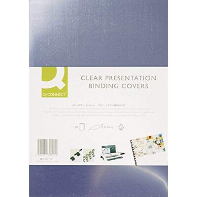 Q-Connect Tapa De Encuadernación Pvc Din A4 Incolora 200 Mc Caja De 100 Unidades Q-Connect Tapa De Encuadernación Pvc Din A4 Incolora 200 Mc Caja De 100 Unidades