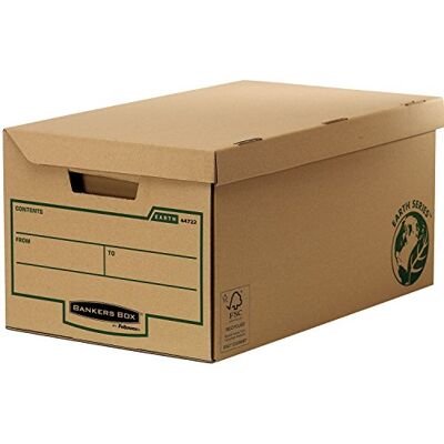 Bankers Box Fellowes Earth Series Flip Top Maxi-Pack de 10 recipientes de instalación manual, color marrón Bankers Box Fellowes Earth Series Flip Top Maxi-Pack de 10 recipientes de instalación manual, color marrón