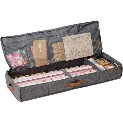 Store it Carro portador de papel de regalo en lino Madelyn Gris oscuro - Organizador de papel de regalo Store it Carro portador de papel de regalo en lino Madelyn Gris oscuro - Organizador de papel de regalo