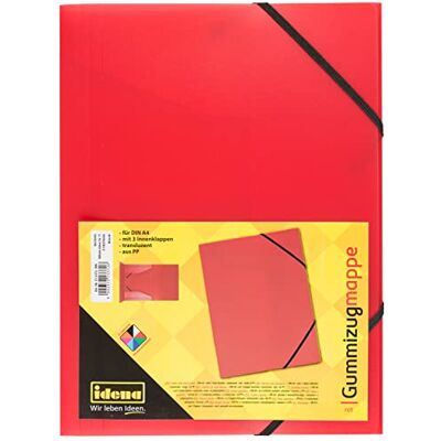 Idena Carpeta con banda elástica para DIN A4, de polipropileno, rojo translúcido, 1 ud. Idena Carpeta con banda elástica para DIN A4, de polipropileno, rojo translúcido, 1 ud.