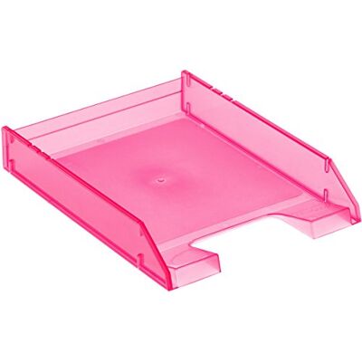 Archivo 2000 Bandeja apilable organizadora para documentos en formato A4 y folio, color fucsia traslúcido Archivo 2000 Bandeja apilable organizadora para documentos en formato A4 y folio, color fucsia traslúcido