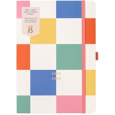 Busy B Agenda académica de mitad de año, tamaño A5, 25-26 de agosto, cubierta multicolor, diseño diario, lazo para bolígrafo, notas y horarios Busy B Agenda académica de mitad de año, tamaño A5, 25-26 de agosto, cubierta multicolor, diseño diario, lazo para bolígrafo, notas y horarios
