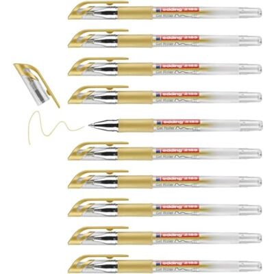 Edding 2185 roller gel oro 10 rotuladores 0,7 mm bolígrafo de gel para escribir, colorear o decorar bullet journals rotulador de gel para mandalas Edding 2185 roller gel oro 10 rotuladores 0,7 mm bolígrafo de gel para escribir, colorear o decorar bullet journals rotulador de gel para mandalas