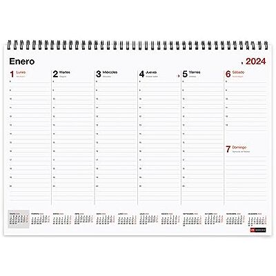 Miquelrius Planificador semanal 2024 Basic, Planning semanal de sobremesa, Tamaño A3: 420 x 296 mm, Con espacio para anotar, Encuadernación espiral doble, Español Miquelrius Planificador semanal 2024 Basic, Planning semanal de sobremesa, Tamaño A3: 420 x 296 mm, Con espacio para anotar, Encuadernación espiral doble, Español