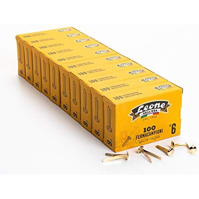 Dell 1000 grapas de latón Astra N. 6 (27 mm) – Taco de 10 cajas de 100 unidades. León de la Era fabricado en Italia. Dell 1000 grapas de latón Astra N. 6 (27 mm) – Taco de 10 cajas de 100 unidades. León de la Era fabricado en Italia.