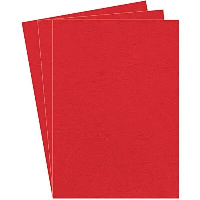 Fellowes Portadas para encuadernar de cartón símil piel Delta Cuero, extra rígido, 250 micras, 100% reciclables, formato A4, con certificación FSC, pack de 100, color rojo Fellowes Portadas para encuadernar de cartón símil piel Delta Cuero, extra rígido, 250 micras, 100% reciclables, formato A4, con certificación FSC, pack de 100, color rojo