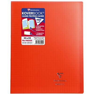 Clairefontaine Koverbook Cuaderno cosido de 96 páginas con cuadrículas grandes y tapa de polipropileno, de 90 g, 24 x 32 cm, color rojo 32.50 x 25.50 x 0.70 Clairefontaine Koverbook Cuaderno cosido de 96 páginas con cuadrículas grandes y tapa de polipropileno, de 90 g, 24 x 32 cm, color rojo 32.50 x 25.50 x 0.70