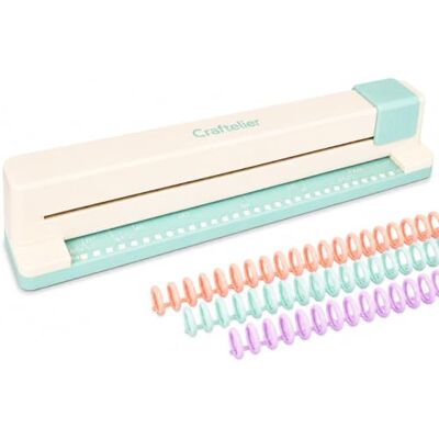 Craftelier Encuadernadora de 30 Agujeros Cuadrados, Capacidad de 5 Hojas Perforadora manual, 6 anillas tonos pastel, compatible con tamaños de A4 a A7, para cuadernos y scrapbooking Craftelier Encuadernadora de 30 Agujeros Cuadrados, Capacidad de 5 Hojas Perforadora manual, 6 anillas tonos pastel, compatible con tamaños de A4 a A7, para cuadernos y scrapbooking