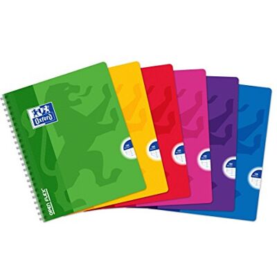 Oxford OpenFlex Juego de 5 cuadernos de espiral (cuadros grandes, 180 páginas, 17 x 22 cm), varios colores Oxford OpenFlex Juego de 5 cuadernos de espiral (cuadros grandes, 180 páginas, 17 x 22 cm), varios colores