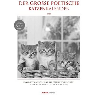 Alpha El gran calendario poético de gatos 2024 – Calendario de imágenes A3 (29,7 x 42 cm) – con bonitas citas – blanco y negro – calendario de animales – planificador de pared – calendario de pared Alpha El gran calendario poético de gatos 2024 – Calendario de imágenes A3 (29,7 x 42 cm) – con bonitas citas – blanco y negro – calendario de animales – planificador de pared – calendario de pared