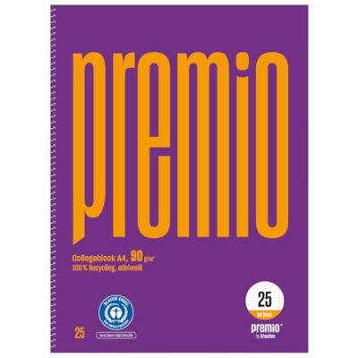 Staufen premio Collegebblock 5 unidades, 80 hojas, DIN A4, línea 25 (9 mm a rayas con margen), 4 agujeros, papel reciclado de 90 g/m² Staufen premio Collegebblock 5 unidades, 80 hojas, DIN A4, línea 25 (9 mm a rayas con margen), 4 agujeros, papel reciclado de 90 g/m²