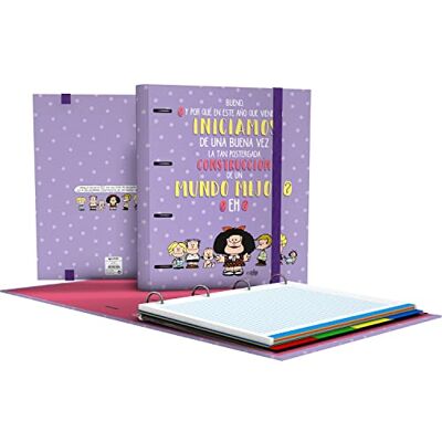 Grafoplas Grafoplás . Carpeta con Recambio, A4, 4 Anillas, 100 Hojas Cuadriculadas 5x5, Borde Color, Separadores, Sobre Transparente, Lomo Curvo, Carpebook, Colección Mafalda, Esperanza Grafoplas Grafoplás . Carpeta con Recambio, A4, 4 Anillas, 100 Hojas Cuadriculadas 5x5, Borde Color, Separadores, Sobre Transparente, Lomo Curvo, Carpebook, Colección Mafalda, Esperanza