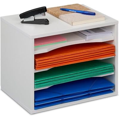 Relaxdays Bandeja de Documentos con 4 Cajones, Organizador Papeles Escritorio, Formato A4, 28 x 35,5 x 25 cm, Blanco Relaxdays Bandeja de Documentos con 4 Cajones, Organizador Papeles Escritorio, Formato A4, 28 x 35,5 x 25 cm, Blanco