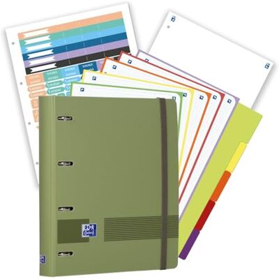 Oxford , Pack Archivador Live & Go A4+ 4 Anillas, Plástico Polyfoam, Incluye 2 Recambios con 5 Bandas de colores vivos, Cuadrícula 5X5 y Separadores de Plástico, Color Safari Oxford , Pack Archivador Live & Go A4+ 4 Anillas, Plástico Polyfoam, Incluye 2 Recambios con 5 Bandas de colores vivos, Cuadrícula 5X5 y Separadores de Plástico, Color Safari